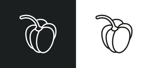 paprika outline icon in white and black colors. paprika flat vector icon from fruits and vegetables collection for web, mobile apps and ui.