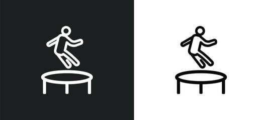 jumping outline icon in white and black colors. jumping flat vector icon from free time collection for web, mobile apps and ui.