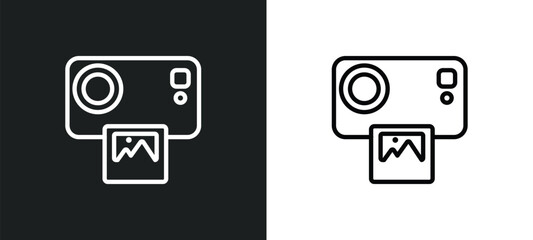 instant camera outline icon in white and black colors. instant camera flat vector icon from free time collection for web, mobile apps and ui.