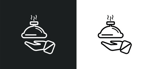 hotel service outline icon in white and black colors. hotel service flat vector icon from food collection for web, mobile apps and ui.