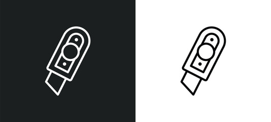 paper knife outline icon in white and black colors. paper knife flat vector icon from food collection for web, mobile apps and ui.