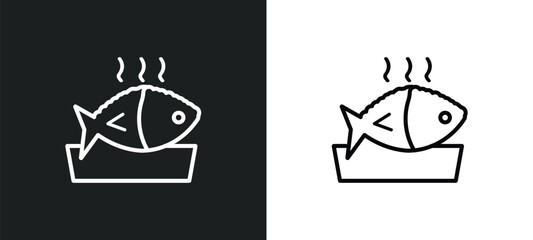 fish food outline icon in white and black colors. fish food flat vector icon from food collection for web, mobile apps and ui.