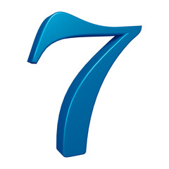 3d blue number 7 design for math, business and education concept 