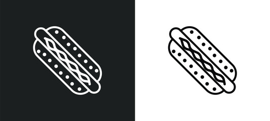 hot dog with mustard outline icon in white and black colors. hot dog with mustard flat vector icon from food collection for web, mobile apps and ui.