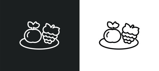 and grapes outline icon in white and black colors. and grapes flat vector icon from food collection for web, mobile apps ui.