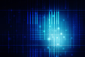 2d illustration Abstract futuristic electronic circuit technology background