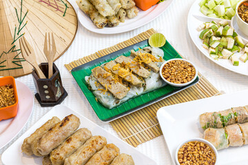 Traditional Vietnamese dish - Banh Cuon, Vietnamese steam rice rolls