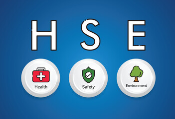 HSE concept , Health Safety Environment acronym, 
 vector icon design.