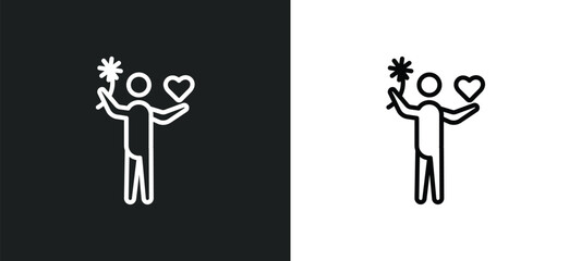 loved human outline icon in white and black colors. loved human flat vector icon from feelings collection for web, mobile apps and ui.