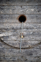 old metal door with chain and lock