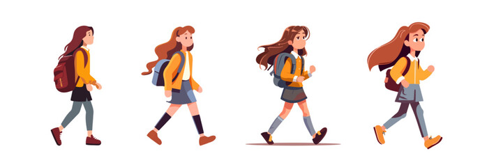 set of student girl character vector