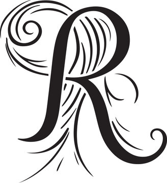 letter R stylish tattoo vector illustration