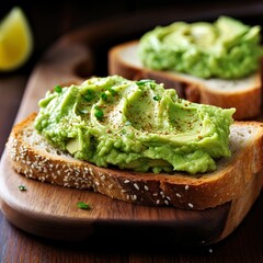 A nutritious vegan meal of avocado toast. Great for articles on health, fitness, veganism, nutrition, breakfast, cooking nd more.