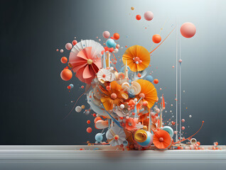 Flowers abstract 3d, Ai generative