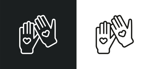 Obraz premium pair of gloves outline icon in white and black colors. pair of gloves flat vector icon from fashion collection for web, mobile apps and ui.