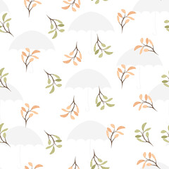 Vector seamless pattern with leaf hand drawn style illustration design for fabric textile 