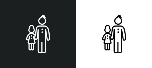niece outline icon in white and black colors. niece flat vector icon from family relations collection for web, mobile apps and ui. - obrazy, fototapety, plakaty