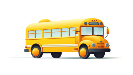 Fototapeta na wymiar School bus, background white type cartoon, minimal