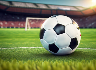 Fototapeta premium soccer ball on grass