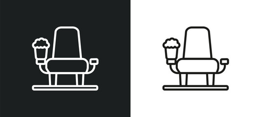 cinema seat outline icon in white and black colors. cinema seat flat vector icon from entertainment collection for web, mobile apps and ui.