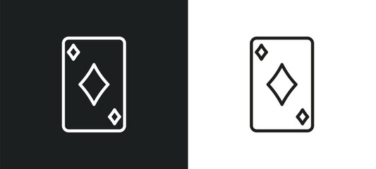 diamond ace outline icon in white and black colors. diamond ace flat vector icon from entertainment collection for web, mobile apps and ui.