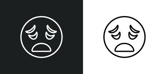 tired emoji outline icon in white and black colors. tired emoji flat vector icon from emoji collection for web, mobile apps and ui.