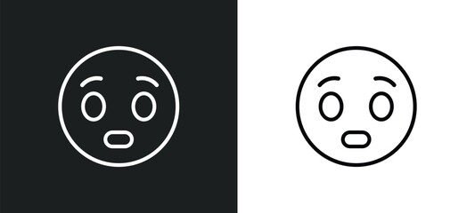 Obraz premium surprised emoji outline icon in white and black colors. surprised emoji flat vector icon from emoji collection for web, mobile apps and ui.