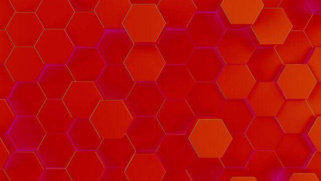red hexagon geometric surface loop 1a. light bright clean minimal hexagonal grid pattern, random waving motion background canvas in pure wall architectural white. seamless loop 4k uhd, pattern, h