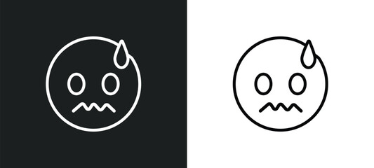 nervous emoji outline icon in white and black colors. nervous emoji flat vector icon from emoji collection for web, mobile apps and ui.