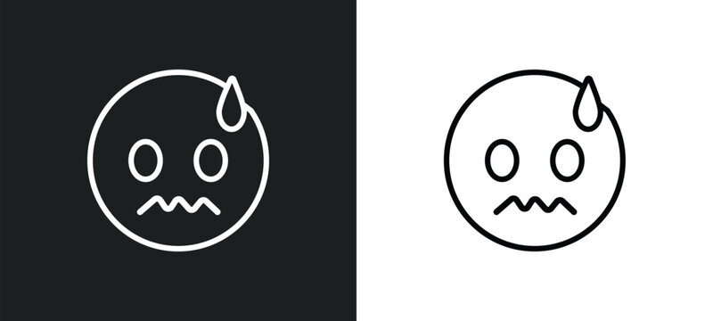 nervous emoji outline icon in white and black colors. nervous emoji flat vector icon from emoji collection for web, mobile apps and ui.