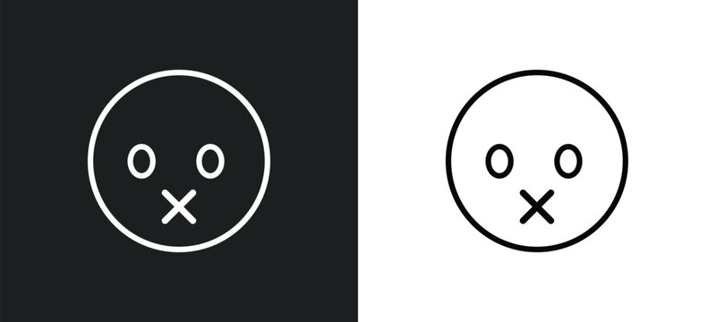 muted emoji outline icon in white and black colors. muted emoji flat vector icon from emoji collection for web, mobile apps and ui.