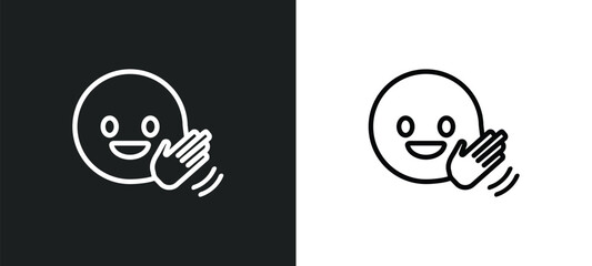hello emoji outline icon in white and black colors. hello emoji flat vector icon from emoji collection for web, mobile apps and ui. © Digital Bazaar