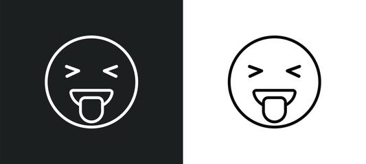 crazy emoji outline icon in white and black colors. crazy emoji flat vector icon from emoji collection for web, mobile apps and ui.