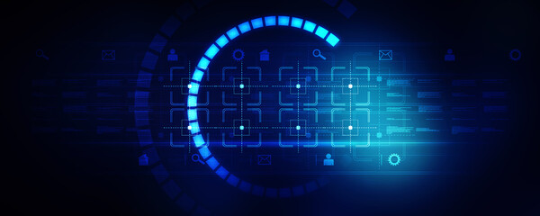 Fototapeta premium 2d illustration Abstract futuristic electronic circuit technology background 