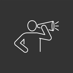 Man with a loudspeaker icon editable stroke