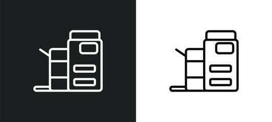 copier outline icon in white and black colors. copier flat vector icon from electronic devices collection for web, mobile apps and ui. - obrazy, fototapety, plakaty
