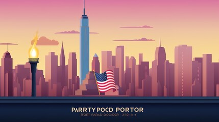 Obraz premium Vector concept design for Patriot day with flag of usa, candles and text. We will never forget, 9/11 remembrance day,AI generated.