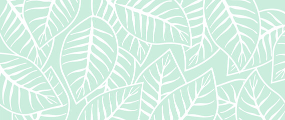Simple botanical nature leaf design, vector background with leaf lines. Hand drawn, suitable for fabric design, print, cover, banner and invitations.