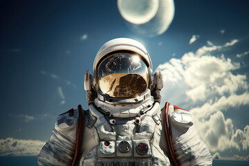 Portrait eines Astronauten, Portrait of an astronaut - obrazy, fototapety, plakaty