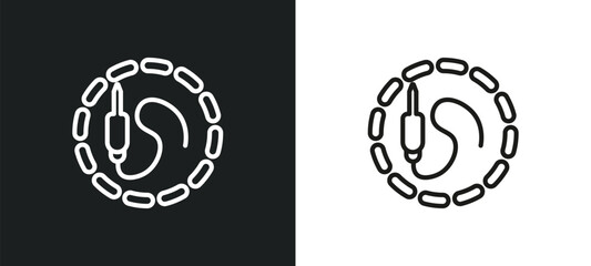 audio jack outline icon in white and black colors. audio jack flat vector icon from electrian connections collection for web, mobile apps and ui.