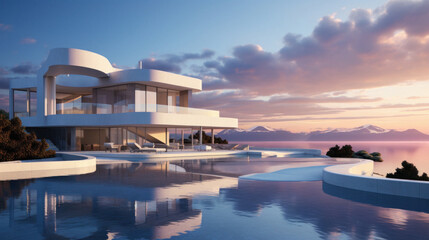 Obraz premium luxurious home beside the sea