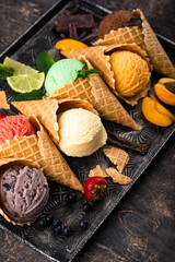 Assortment of different taste of ice cream