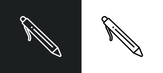 ballpoint pen outline icon in white and black colors. ballpoint pen flat vector icon from education collection for web, mobile apps and ui.