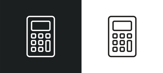 small calculator outline icon in white and black colors. small calculator flat vector icon from education collection for web, mobile apps and ui. - obrazy, fototapety, plakaty