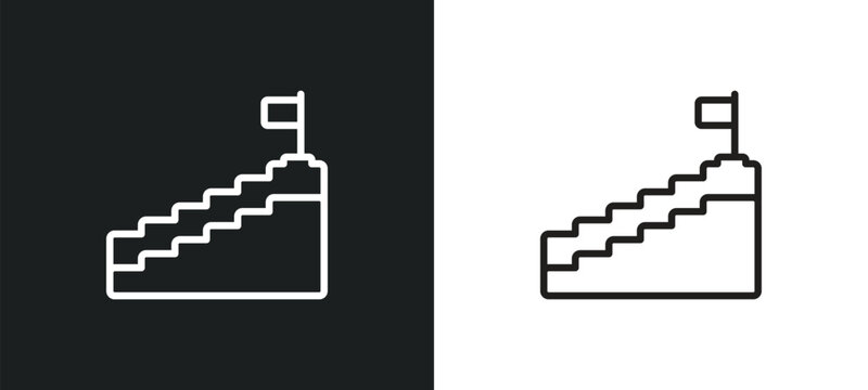 steps to complete outline icon in white and black colors. steps to complete flat vector icon from education collection for web, mobile apps and ui.