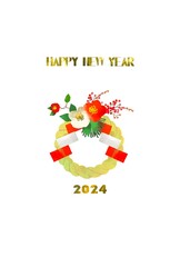 しめ縄のイラストのおしゃれな年賀状　2024年