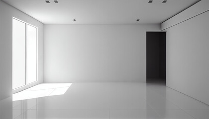 Modern minimalist interior with a big empty white wall Ai generated image