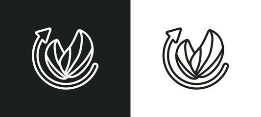 Fototapeta na wymiar reload arrows outline icon in white and black colors. reload arrows flat vector icon from ecology collection for web, mobile apps and ui.