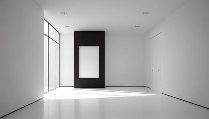 Modern minimalist interior with a big empty white wall Ai generated image