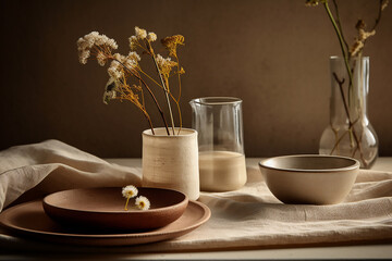 Poetic Neutrality: Beige Tones with Blossoming Delight